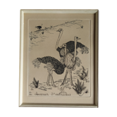 Engraving "Ostrich Hunter" 1950s