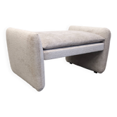 Velvet ottoman footrest or low stool by Steiner, France 1970
