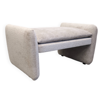 Velvet ottoman footrest or low stool by Steiner, France 1970