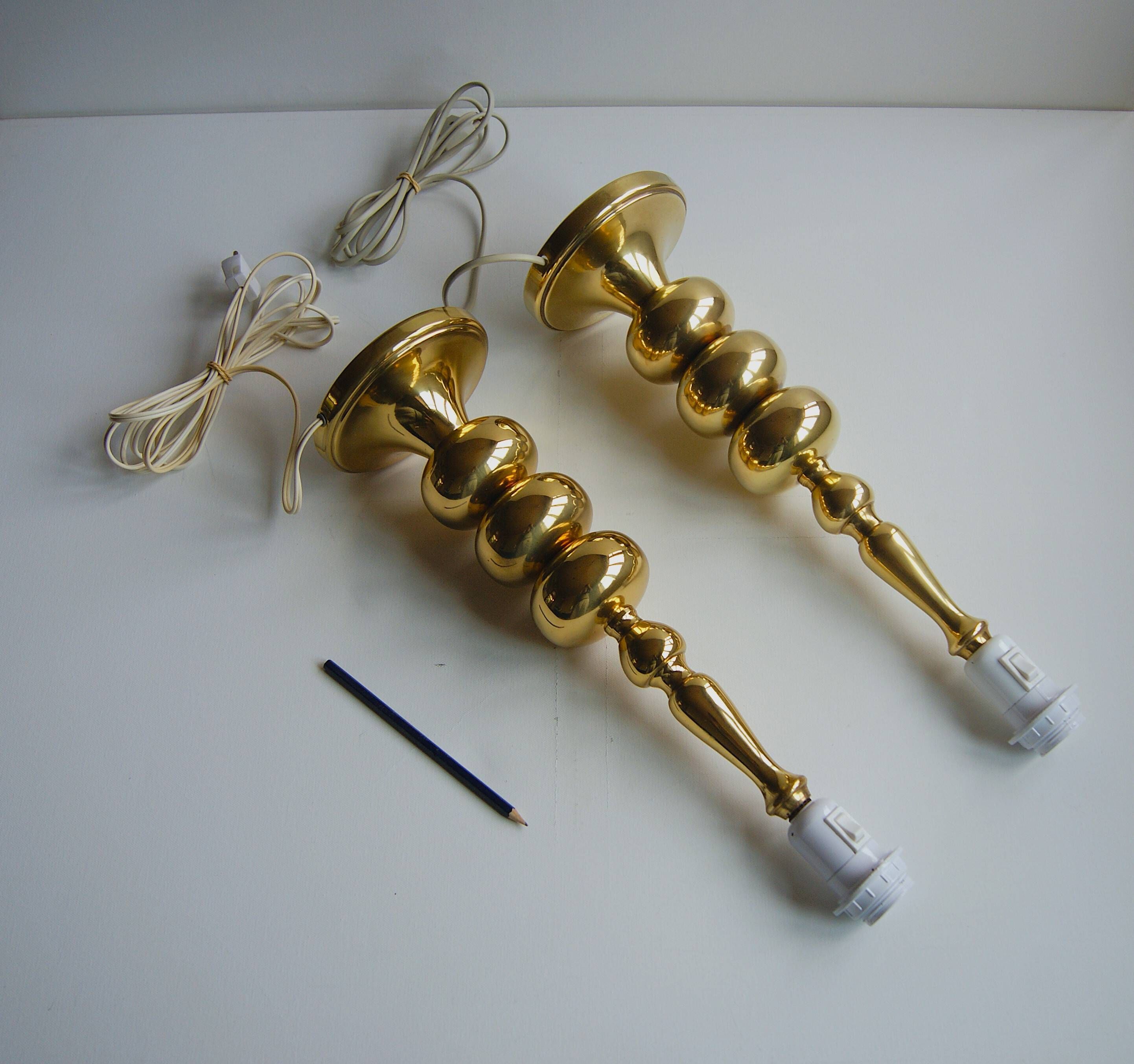 Paire de grandes lampes de table en laiton "boules empilées" de Frandsen Danemark. Années 1960.