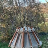 Vintage wood and wool pendant lamp