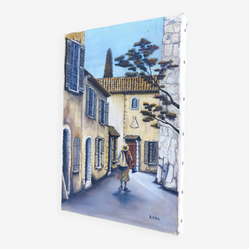 Provence village canvas painting