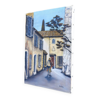 Provence village canvas painting