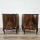 Pair of 1940s Chippendale bedside tables in walnut burl