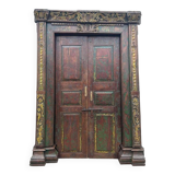 Porte indienne ancienne en teck pièce et patine d'origine