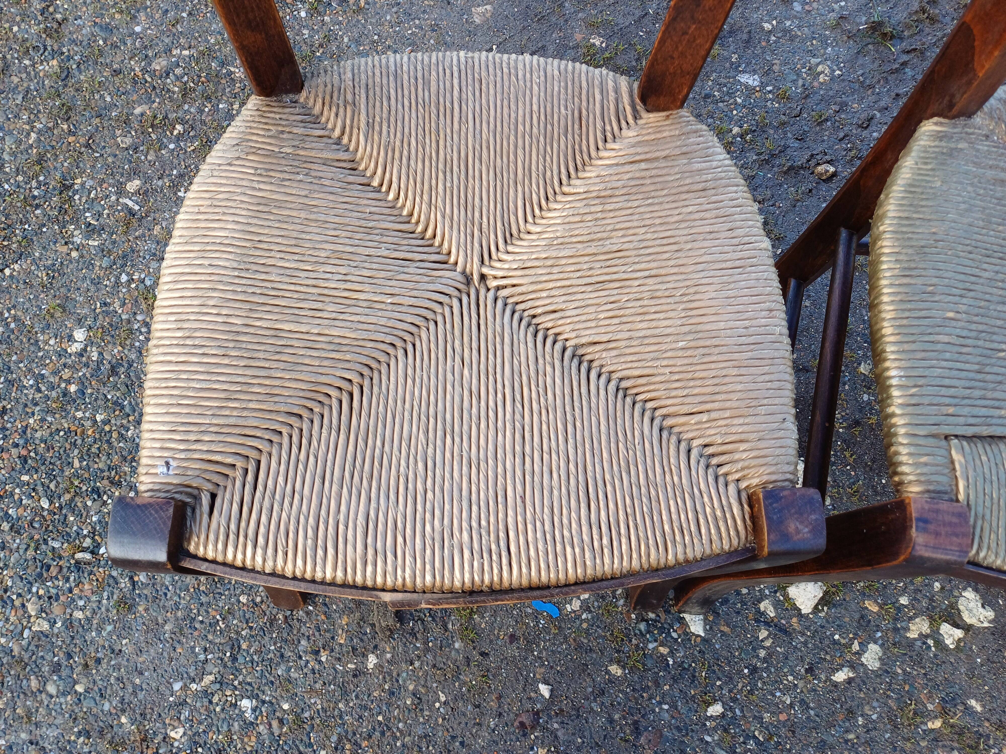 7 Old Straw Chairs