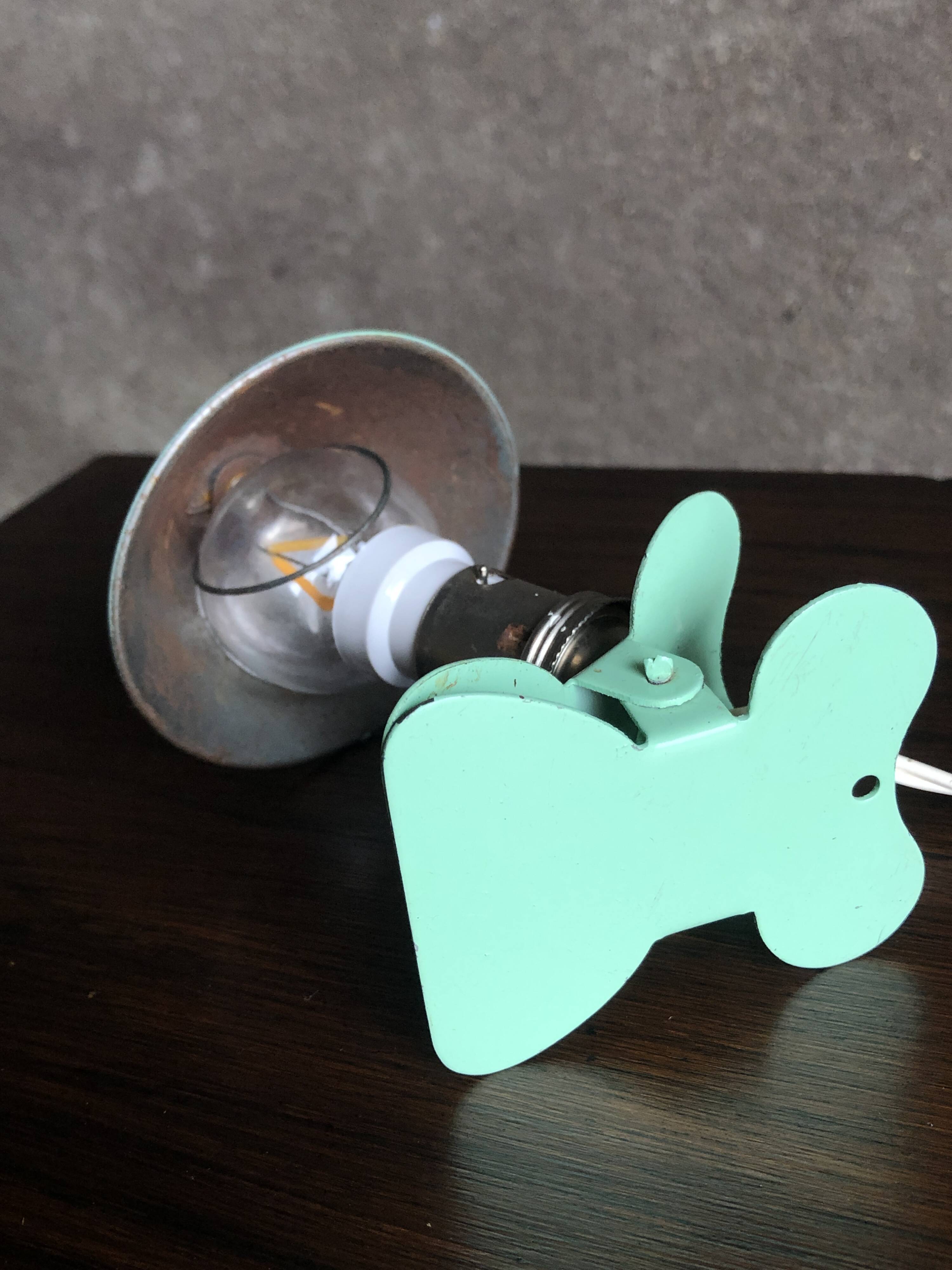 Vintage mint green mushroom clip/reader lamp, 1960s