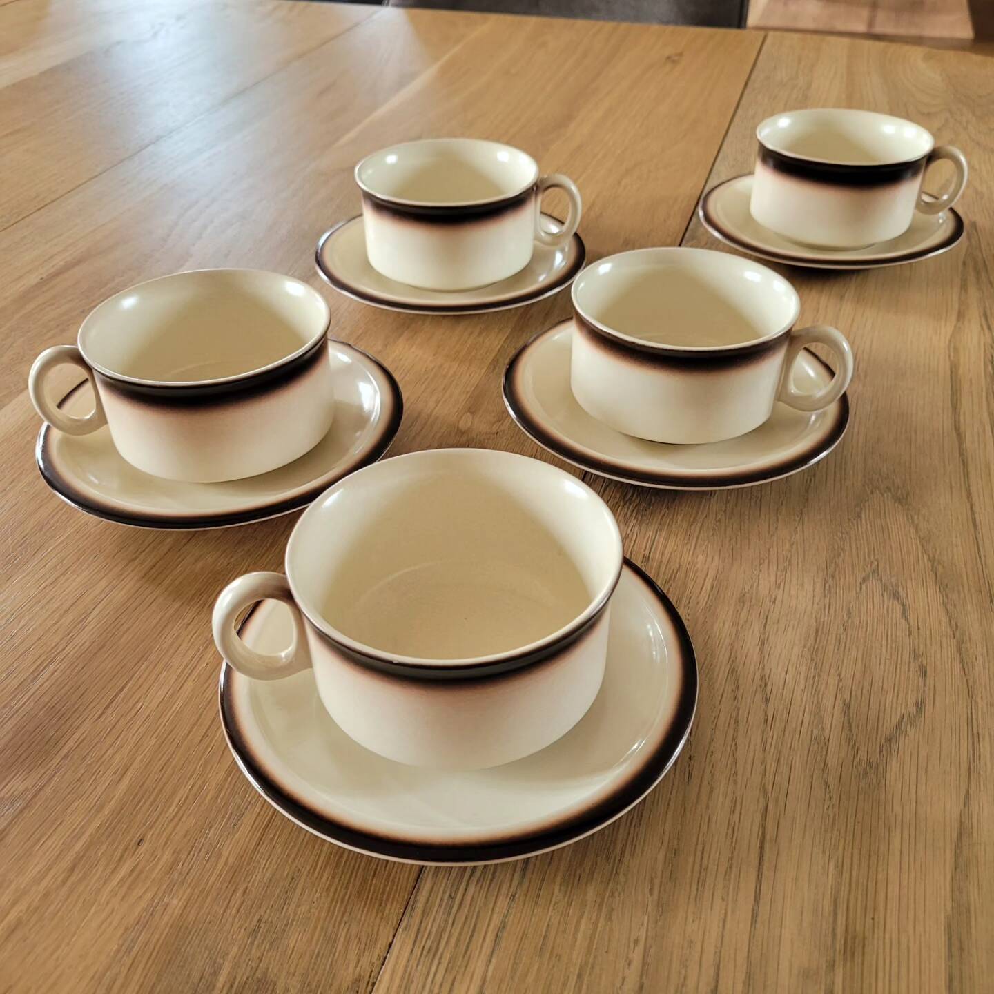 5 Boch La Louvière cups and saucers