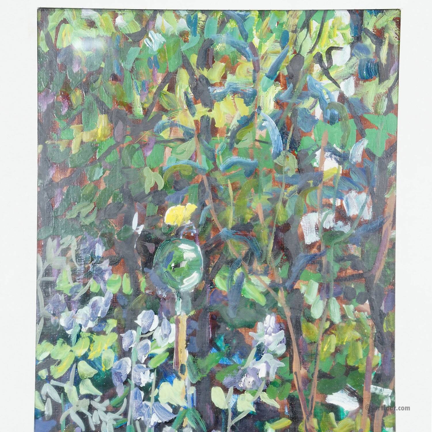 Campanules avec papillon citron - peinture originale, Alexander Michael 1991