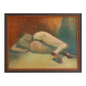 Figurative painting signed Marais, France 1970s