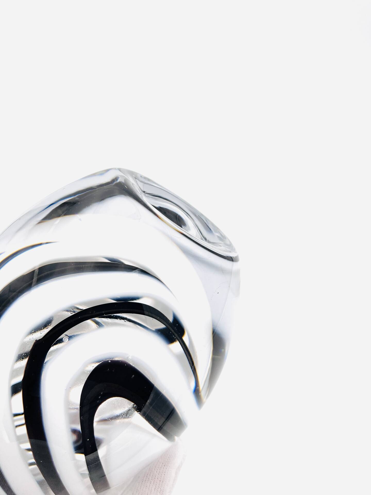 Murano Vase - Sommerso with Stripes - Black & White - 1990