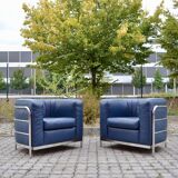 Zanotta Onda set Sofa & 2 Chairs blue leather