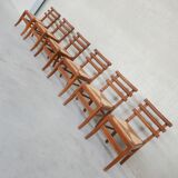 Set of Six Mid-Century French Oak Dining Chairs (6)