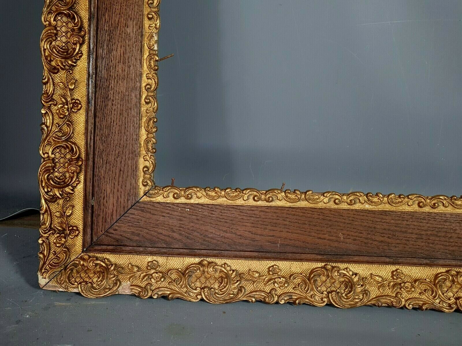 Old frame gilded stucco wood 65,5x55,5 cm, foliage 51x41 cm SB