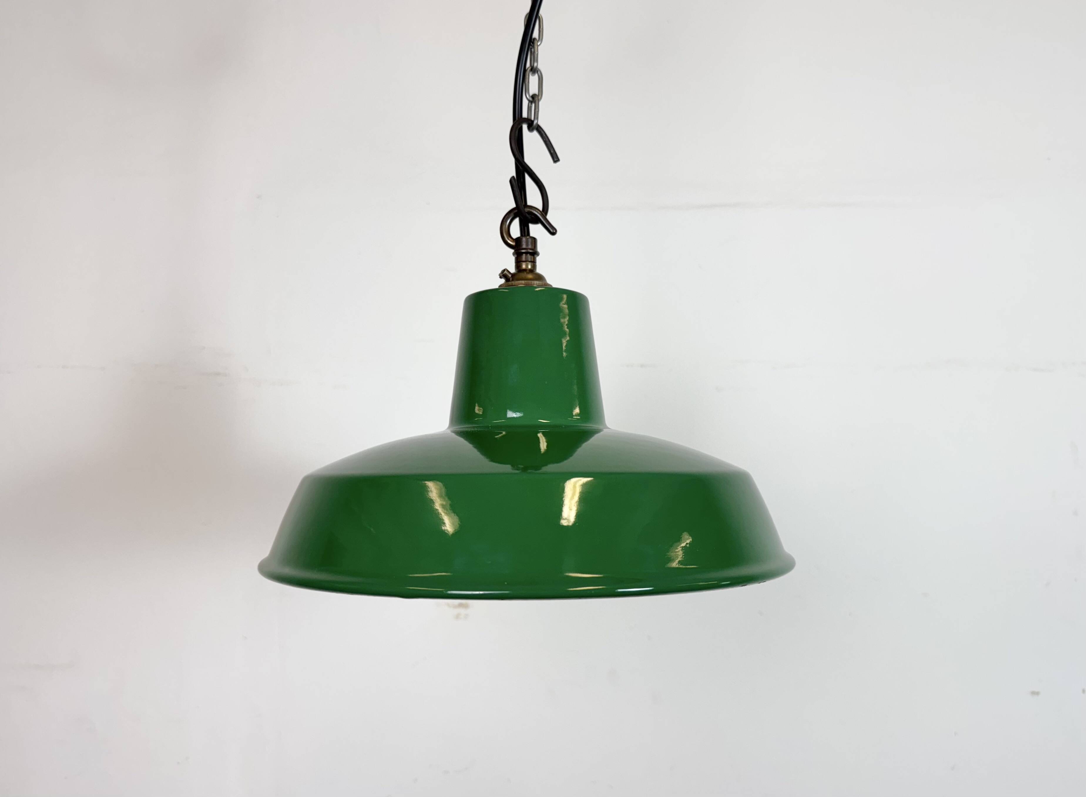 Industrial Green Enamel Factory Pendant Lamp , 1960s