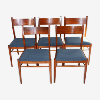 Vintage Blue Dining Chairs, 1960s, Set of 5