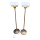Pair of floor lamps gilded brass and glass maison Arlus 1950s