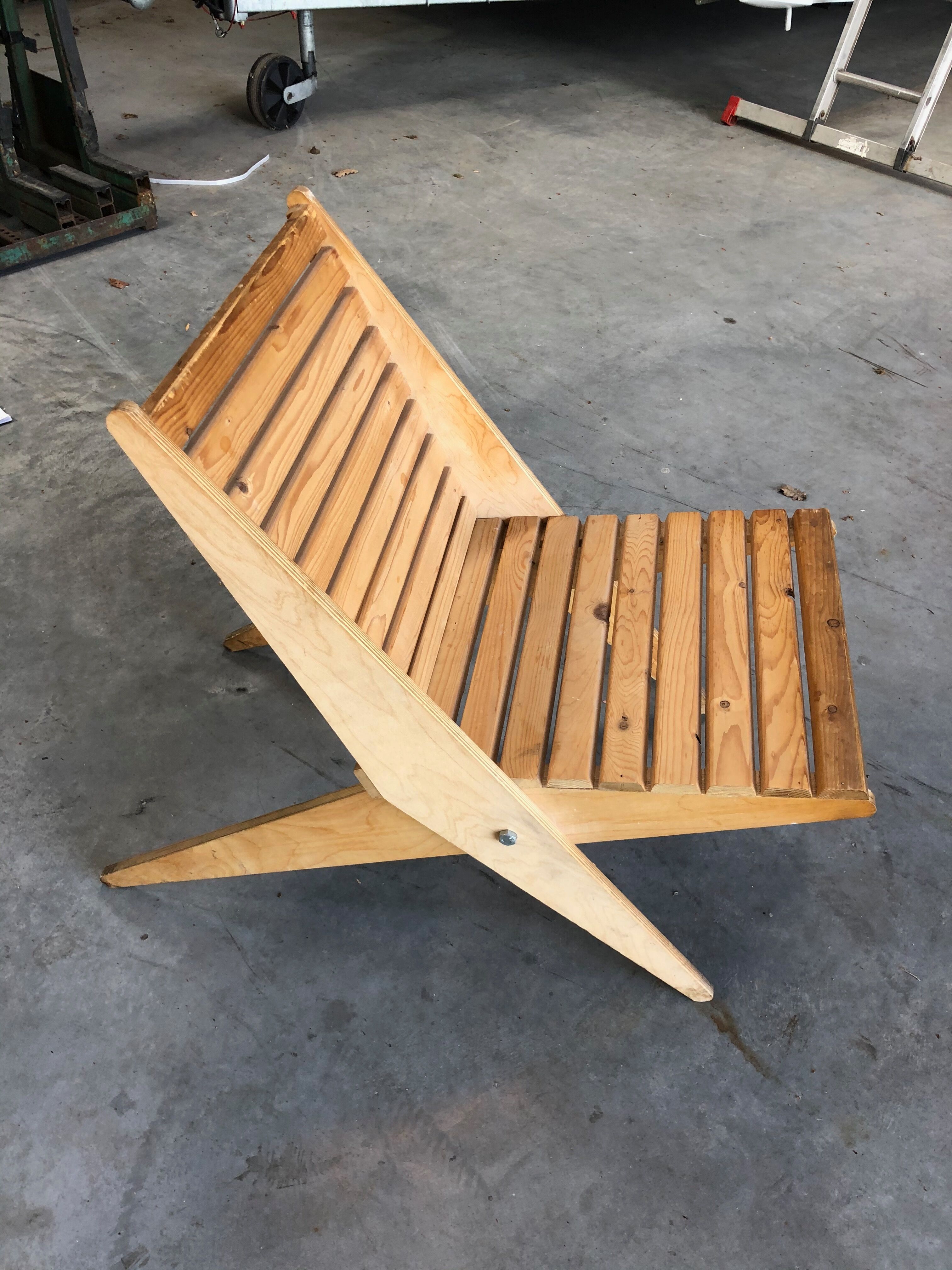 Foldable wooden garden chair from the 70s, Netherlands