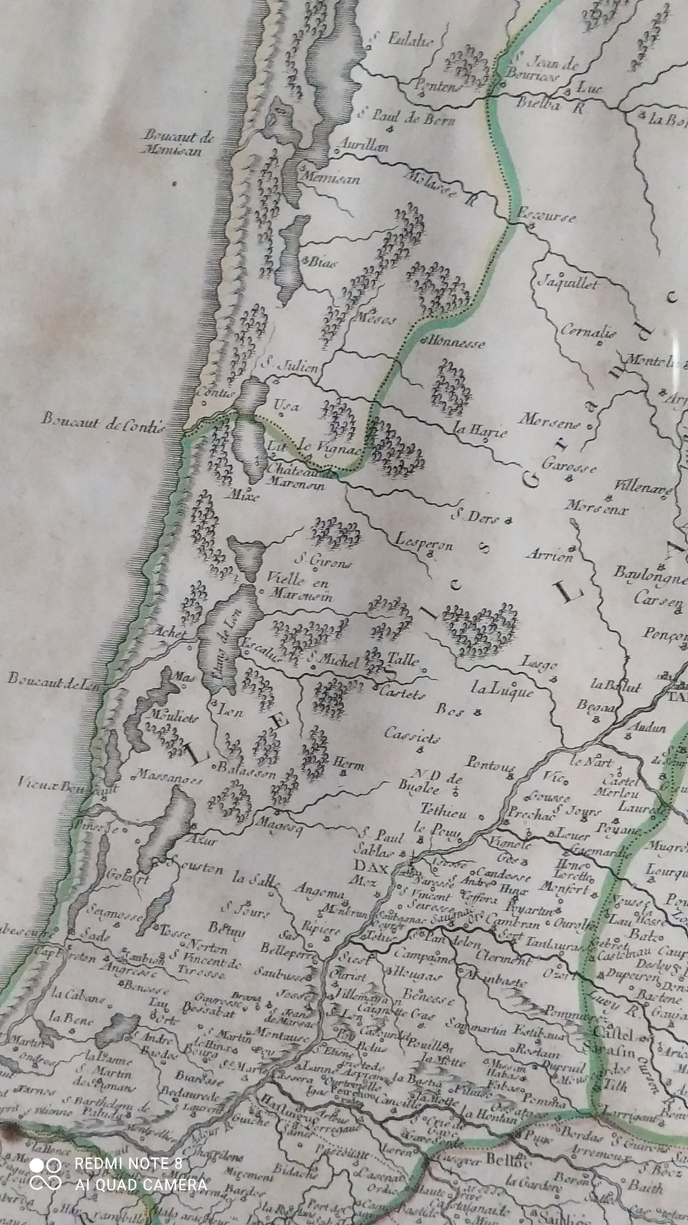 Carte ancienne de Guyenne par de Vaugondy vers 1753