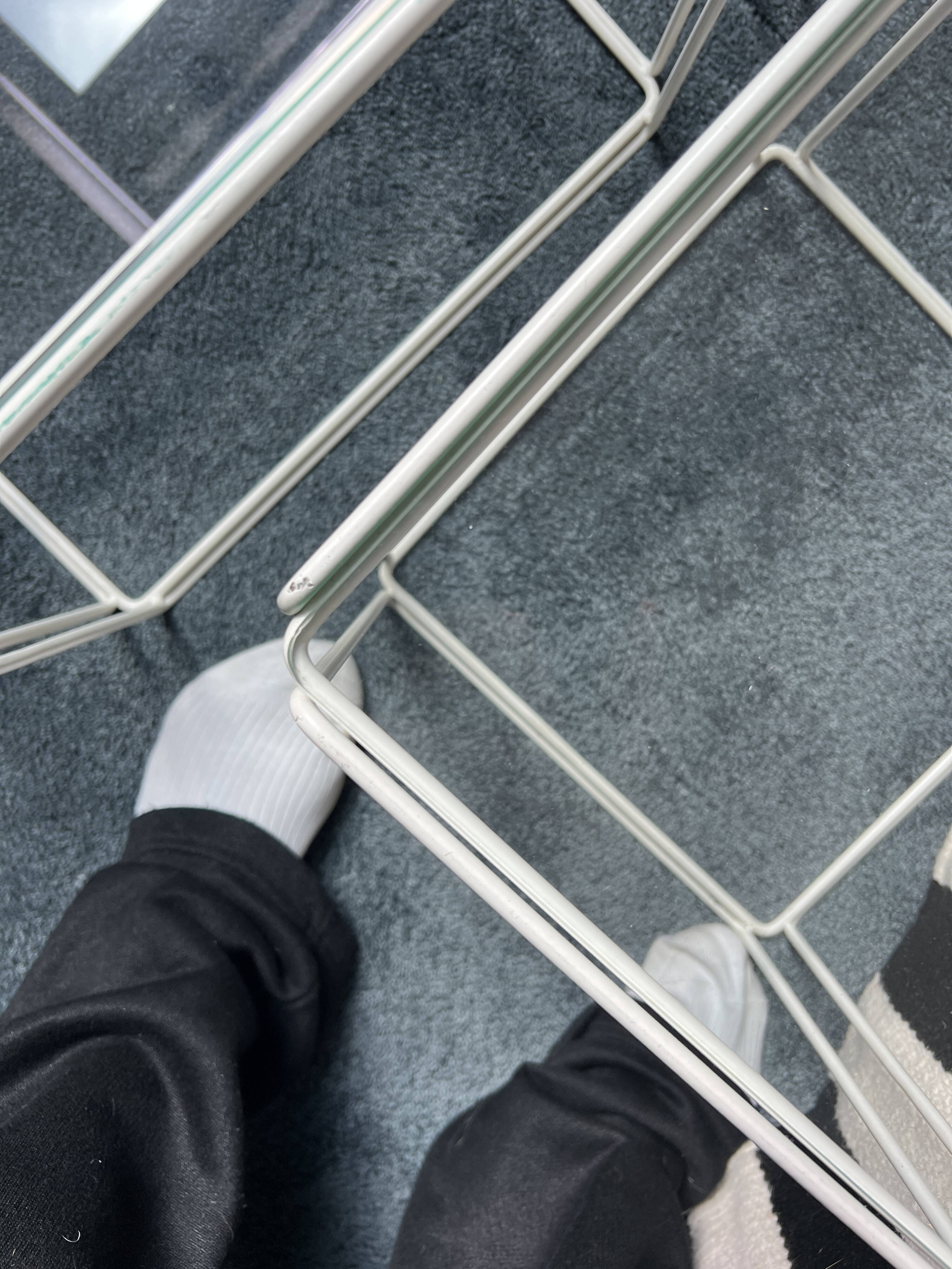 3 nesting tables by Max Sauze for Isocèle – 1970s – white metal & glass