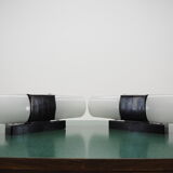 Pair of Midcentury Bakelite and Glass Wall Lamps, Czechoslovakia 1950s