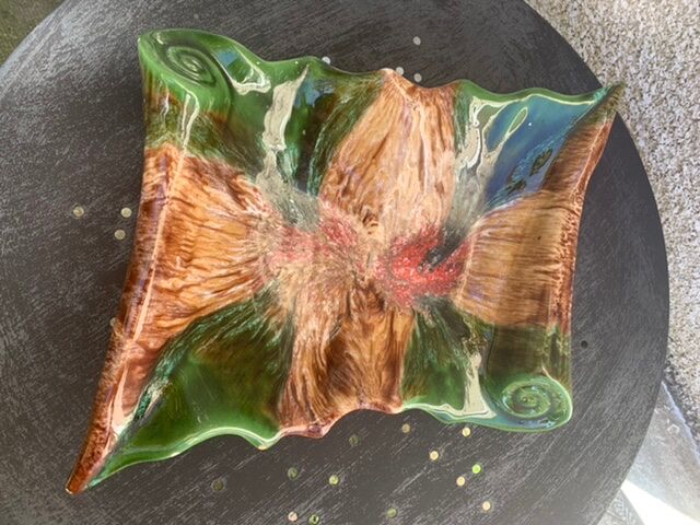 Vintage vallauris style glazed ceramic fruit cup