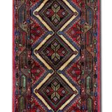 Long oriental handwoven geometric carpet vintage persian runner rug 78x278cm