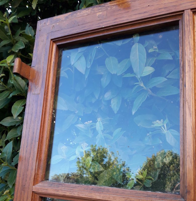 Glass window h141xl263 in oak 4 leaves
