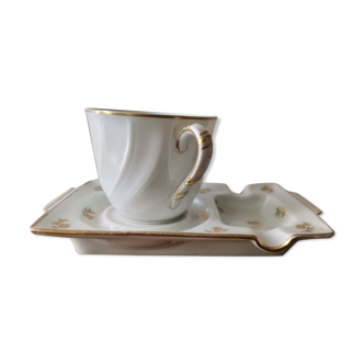 Tasse à café et soucoupe cendrier Verlaine - Porcelaine de Limoges