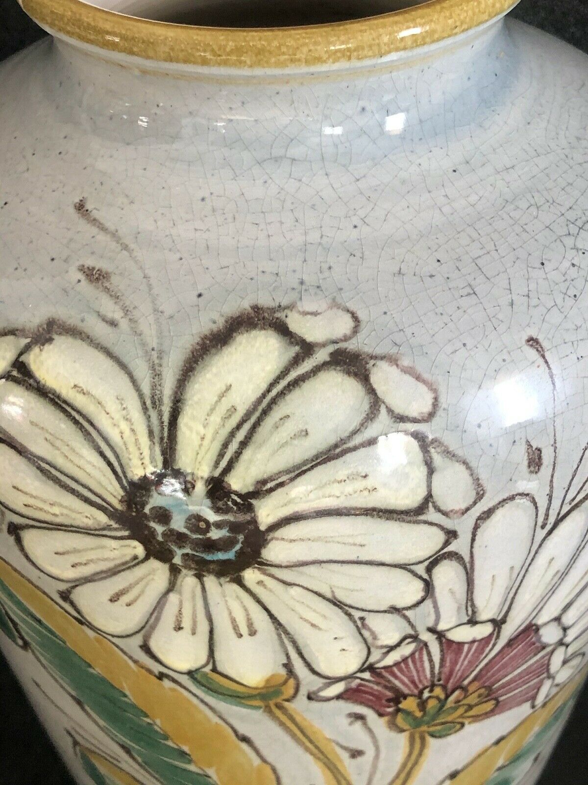 Vietnam vase of pansue shape in enamelled sandstone of bien hoa celadon flora early xx