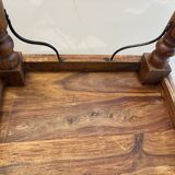 Solid oak carved coffee table with glass top