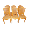 Set of 6 cannate chairs Baumann France solid wood