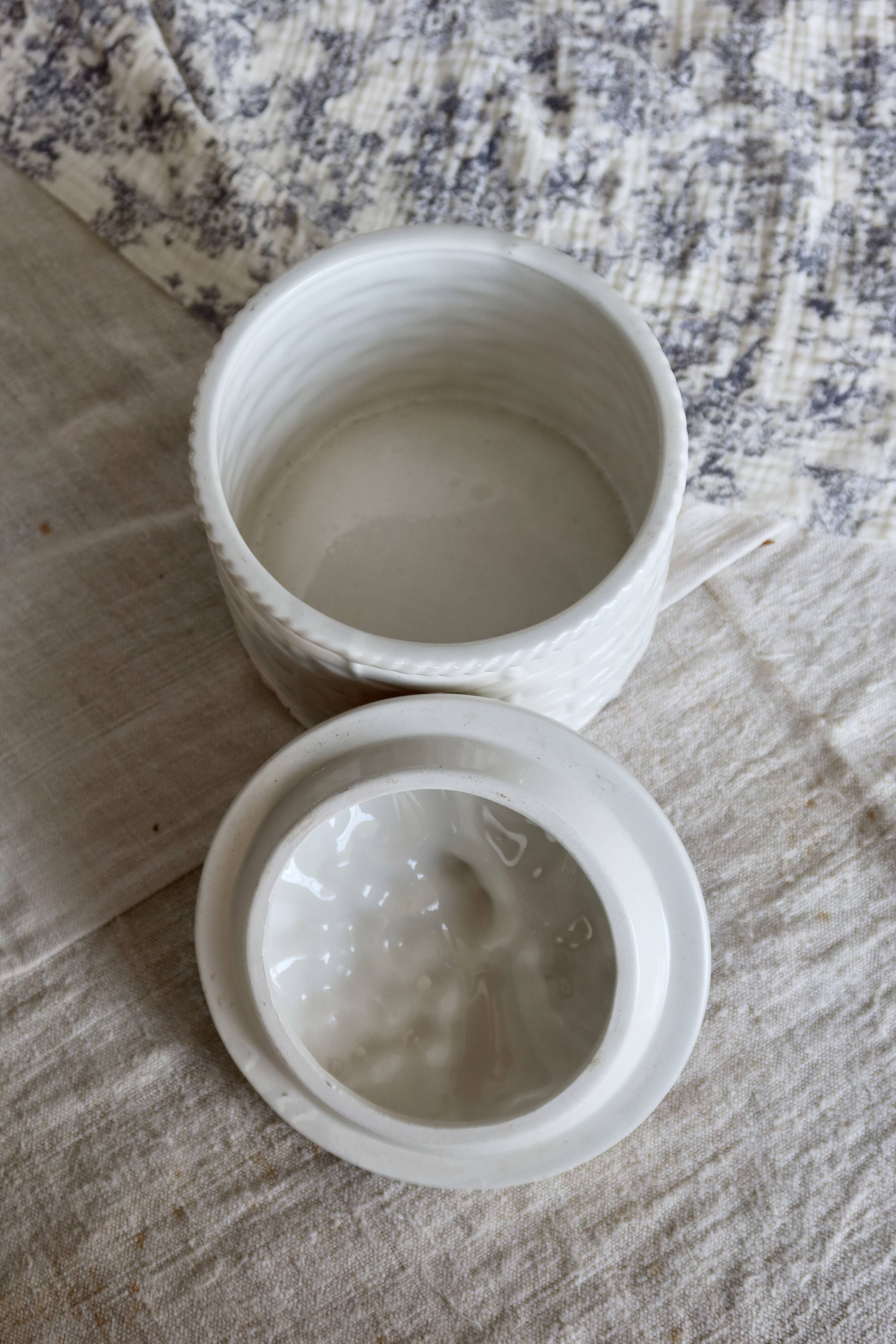 Vintage ceramic candy box with braided and slip