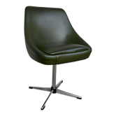 Chaise de bureau vintage olive space-age simili-cuir années 1970