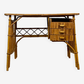 Vintage desk in bamboo and rattan