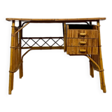 Vintage desk in bamboo and rattan
