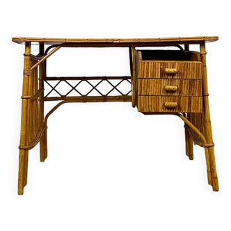 Vintage desk in bamboo and rattan
