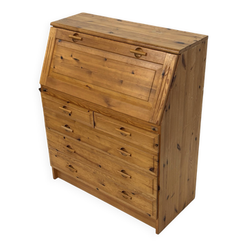Vintage pine secretaire workstation desk, 1980s design