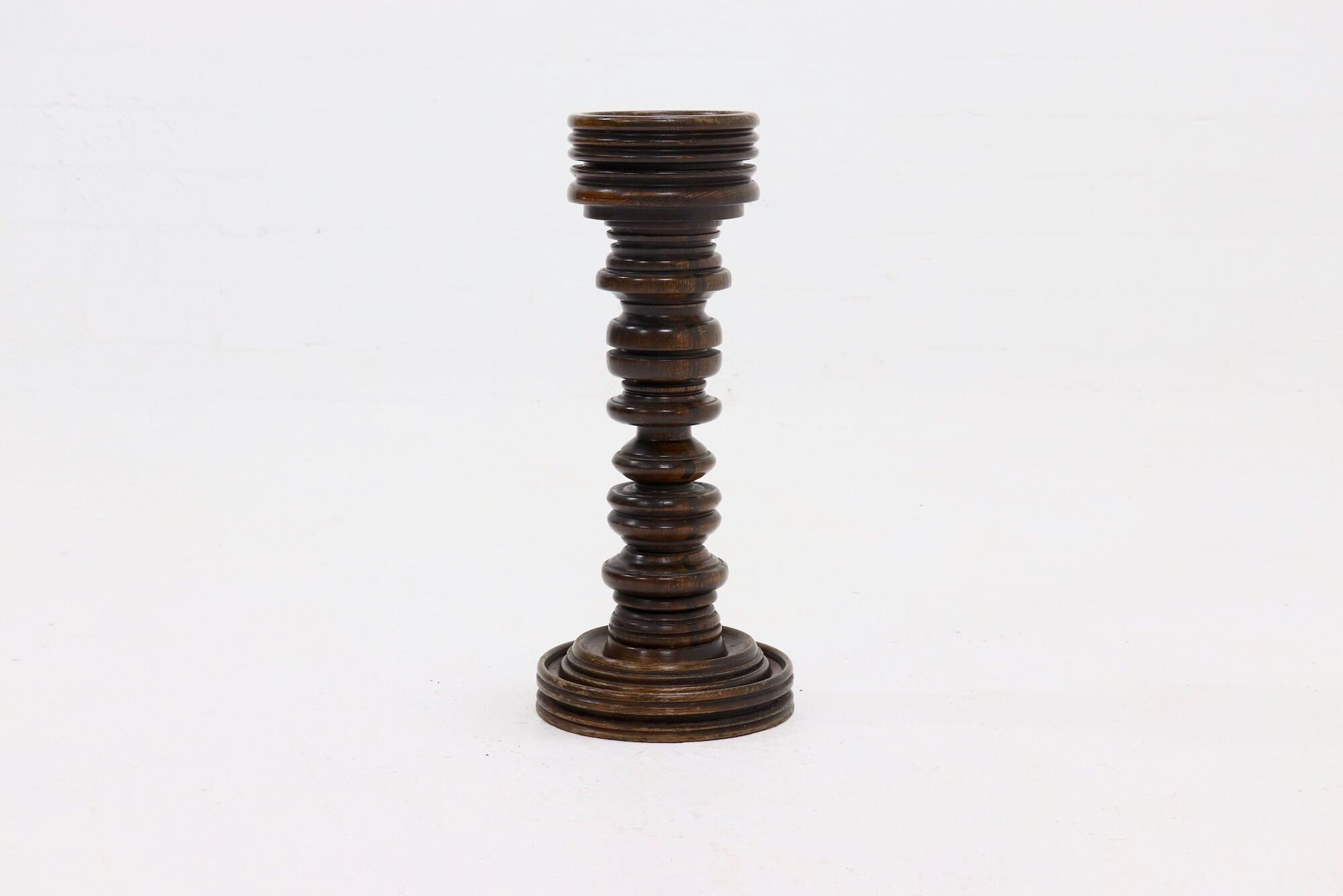 Solid Oak Wooden Skrew Pedestal 1960s