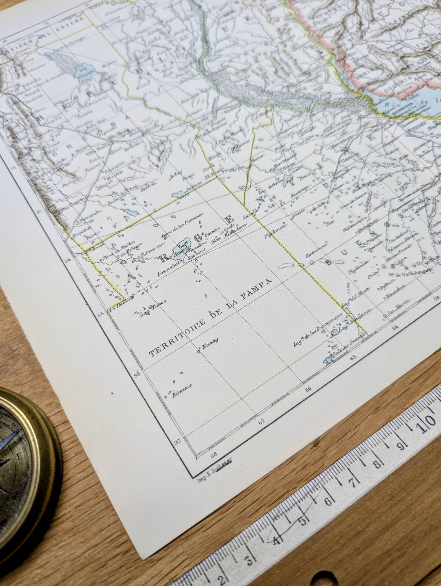 Uruguay, period map, 1887, Authentic.