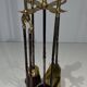 Fire Tool Set in Brass and Brushed Steel with Claw Feet, Attributed to the