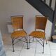 Paire chaises fer forgé et rotin vintage