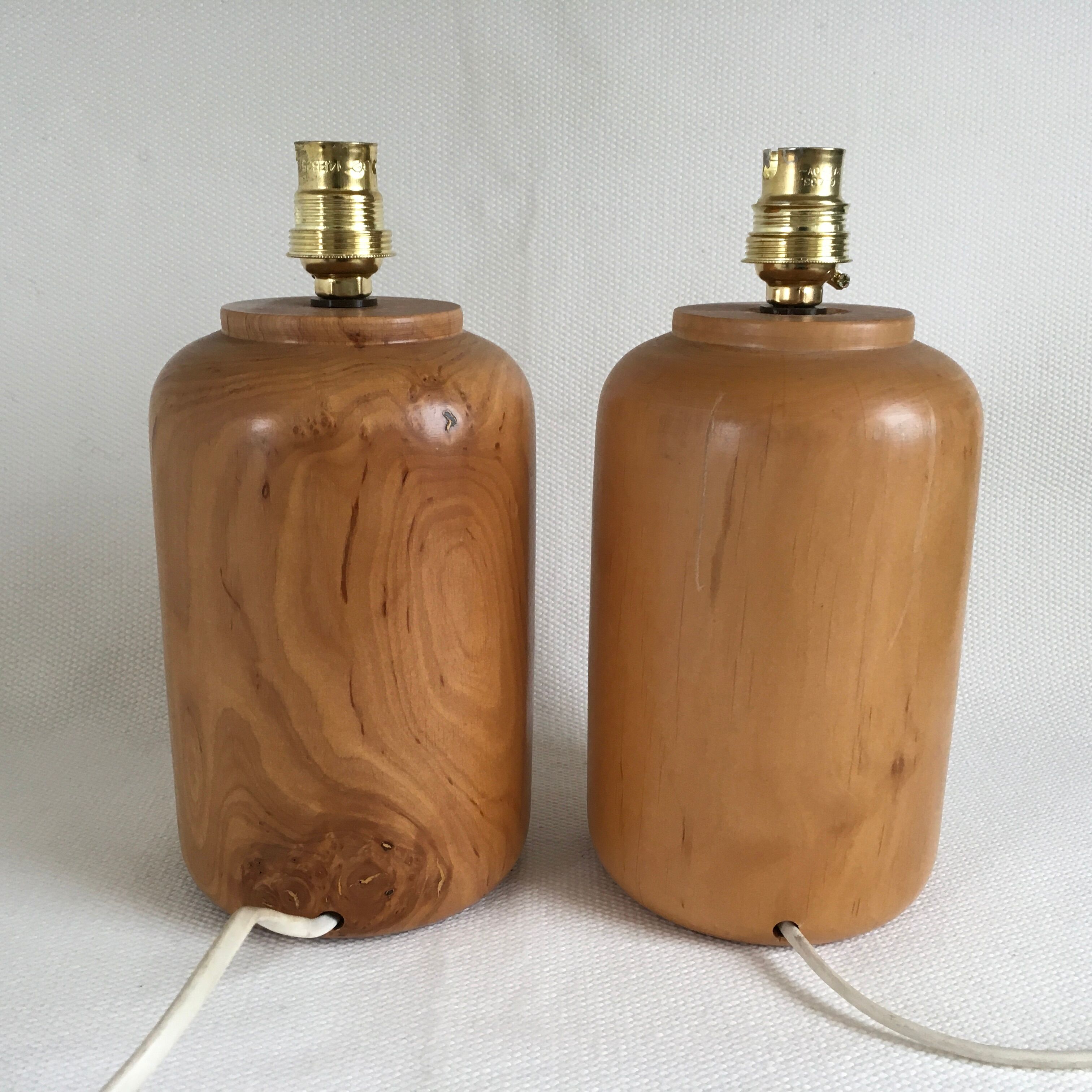 Pair of turned wooden bedside lamp legs