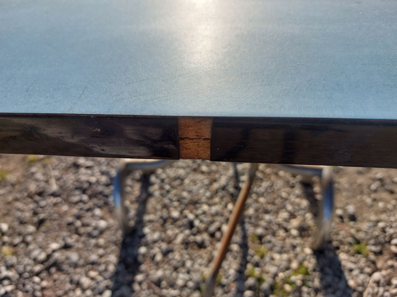 Blue formica folding table