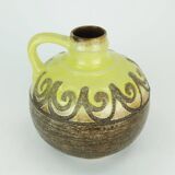 Vase strehla rda fat lava cruche glaçure de lave brune avec modèle jaune 9017
