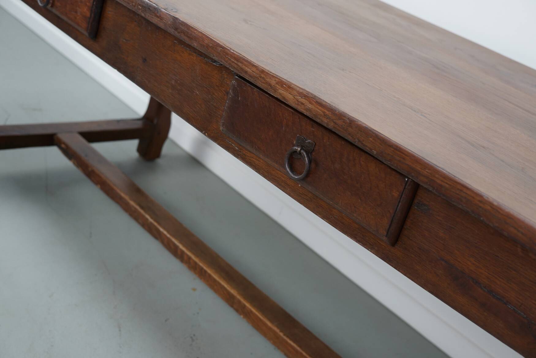Rustic Dining Table in Oak and Elm from the Early 20th Century