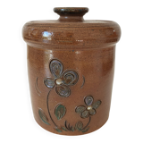 Vintage tea pot in brown flowered stoneware – La Poterie des Mottes – Saint-Amand