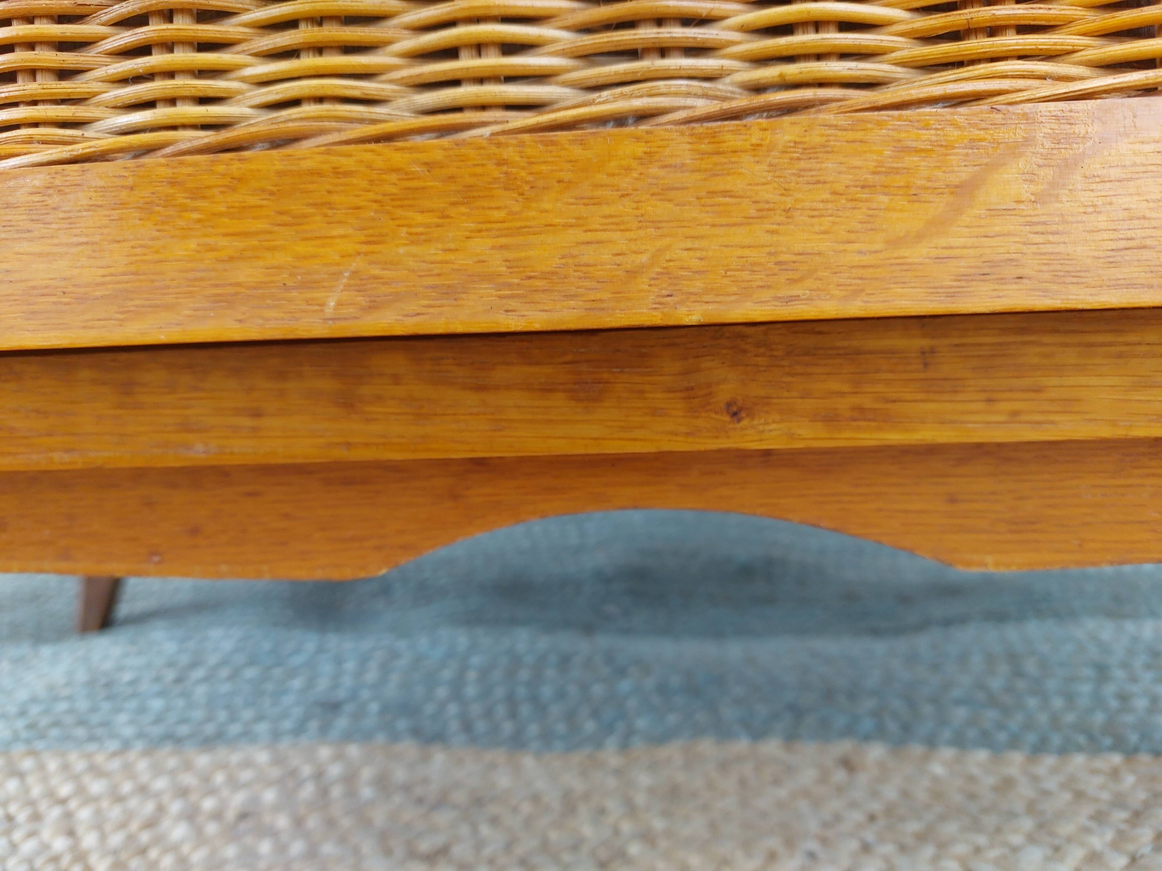 commode pieds compas, osier, vintage