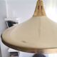 1960s mid century cream metal and crystal pull down large hanging lamp