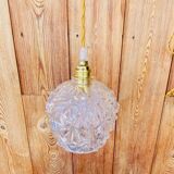 Globe pendant light in chiseled glass